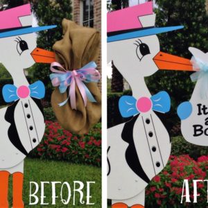 Gender Reveal Baby Stork for Front Yard - Storks and More of Phoenix - Stork Sign Rental, Phoenix, AZ