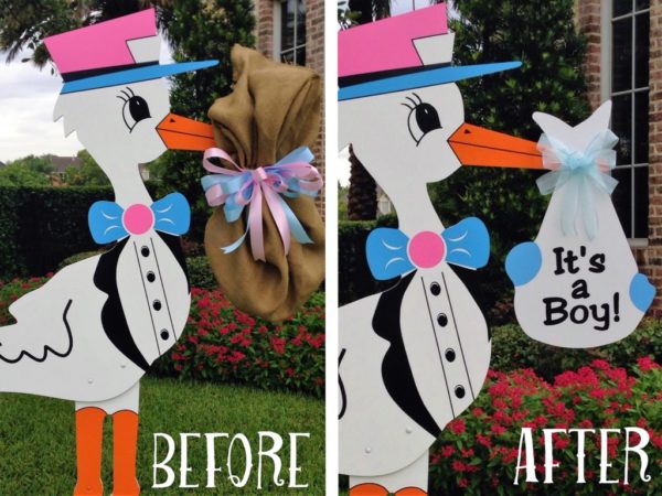 Gender Reveal Baby Stork for Front Yard - Storks and More of Phoenix - Stork Sign Rental, Phoenix, AZ