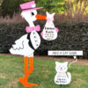 Pink Stork and Cat Sign - Storks and More of Phoenix - Stork Sign Rental, Phoenix , AZ